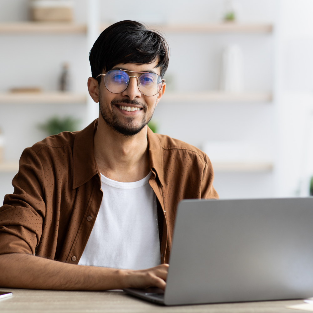 Remote business specialist working on a laptop